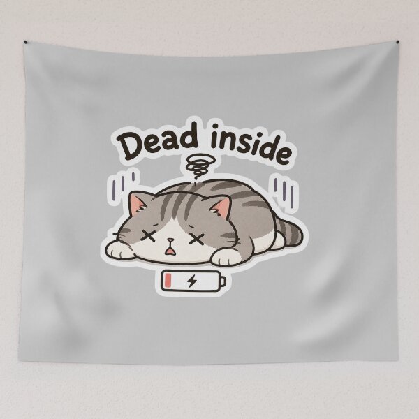 Item preview, Dead Inside Cat – Funny Tired Mood Sticker designed and sold by K-Vibe Design Studio.