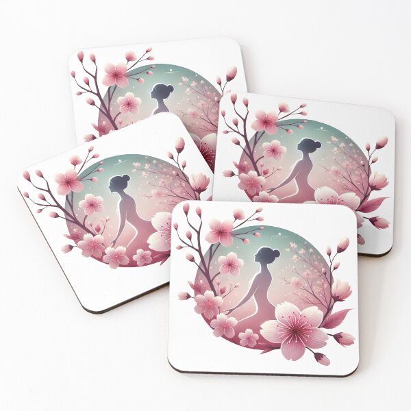 Item preview, Cherry Blossom Woman Aesthetic Floral Silhouette designed and sold by InkNovaLab.