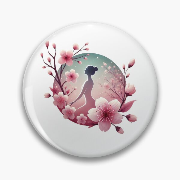 Item preview, Cherry Blossom Woman Aesthetic Floral Silhouette designed and sold by InkNovaLab.