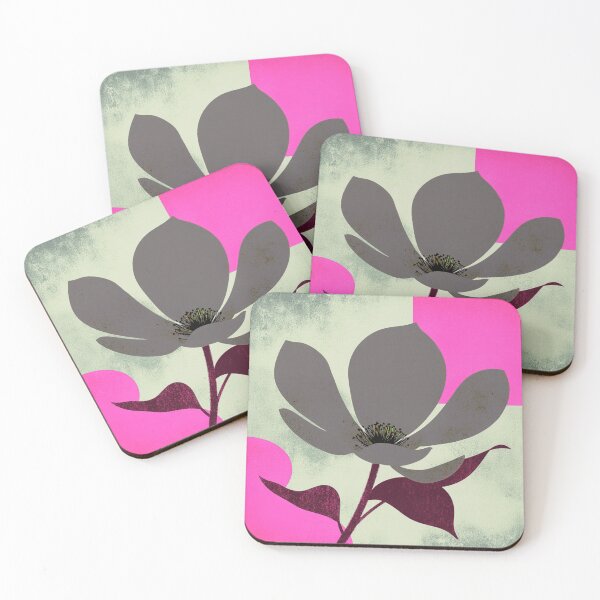 Item preview, Warm Coral & Charcoal Abstract Floral Wall Art designed and sold by joycrysstudio.