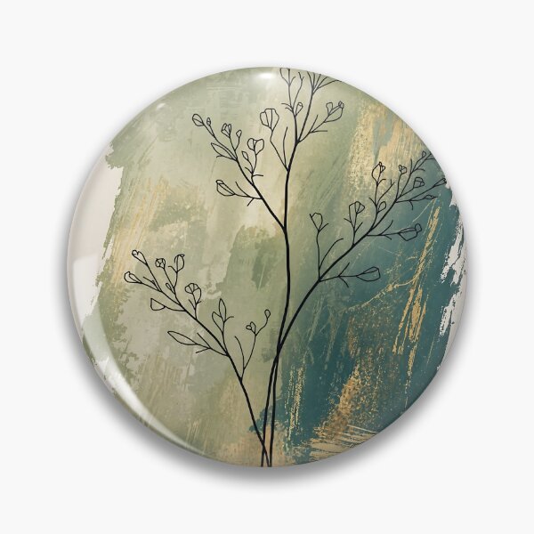Item preview, Delicate Wildflower Branch Line Art | Sage Green & Gold Abstract Wall Art | Minimalist Botanical Print designed and sold by GaneshHilam.