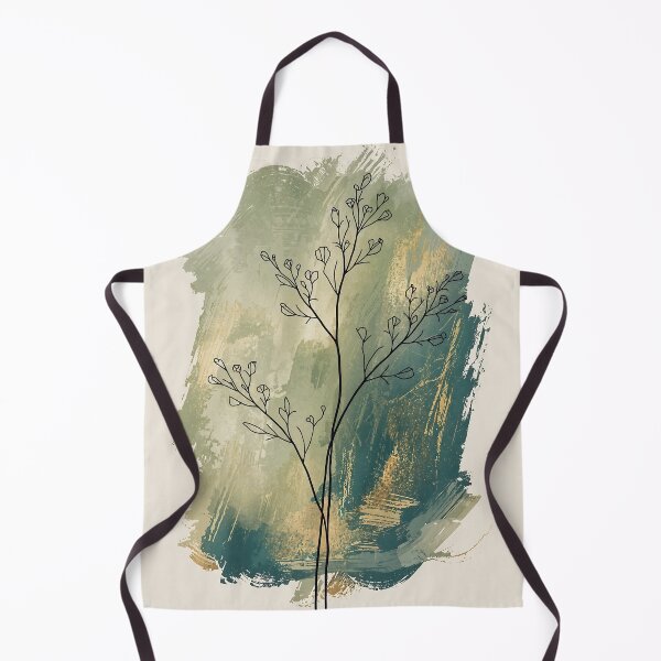 Item preview, Delicate Wildflower Branch Line Art | Sage Green & Gold Abstract Wall Art | Minimalist Botanical Print designed and sold by GaneshHilam.