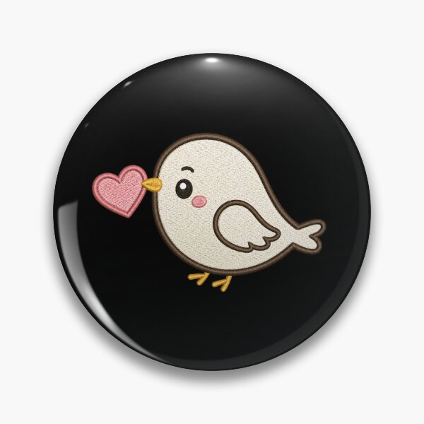 Item preview, Cute Bird Holding Heart | Minimal Embroidery Style Kawaii Design designed and sold by ColorSplash123.