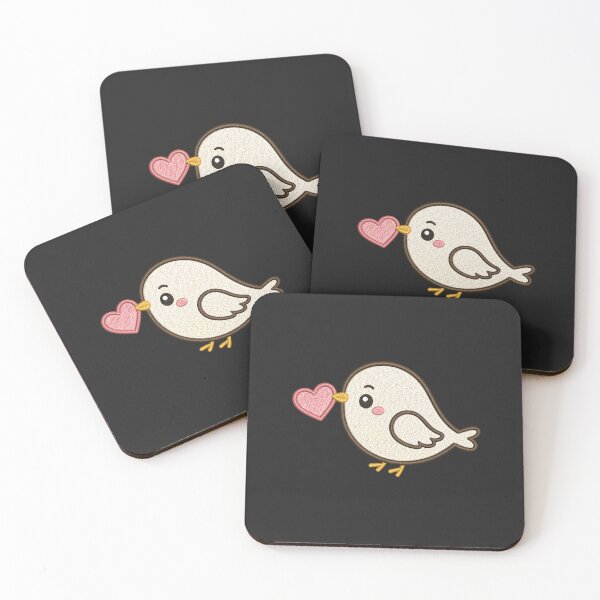 Item preview, Cute Bird Holding Heart | Minimal Embroidery Style Kawaii Design designed and sold by ColorSplash123.