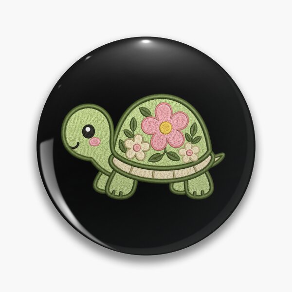 Item preview, Cute Turtle Floral Shell | Minimal Embroidery Style Kawaii Design designed and sold by ColorSplash123.