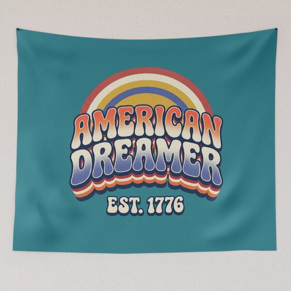 Item preview, American Dreamer Retro 70s Groovy 4th of July Psychedelic Patriotic 1776 Vintage Typography designed and sold by Cozy-Old-Pub.
