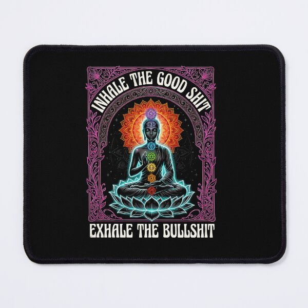 Item preview, Inhale The Good Exhale The Bad Funny Chakra Buddha Lotus Neon Yoga Boho designed and sold by graphixpolash.