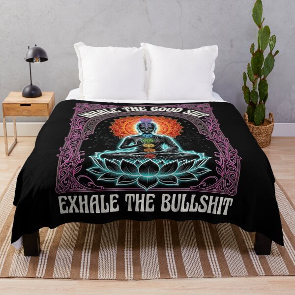 Item preview, Inhale The Good Exhale The Bad Funny Chakra Buddha Lotus Neon Yoga Boho designed and sold by graphixpolash.