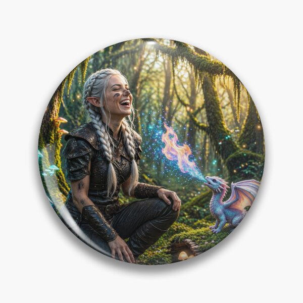 Item preview, Cute Baby Dragon & Elf Girl | Magical Forest Fantasy Art designed and sold by DrakariArt.