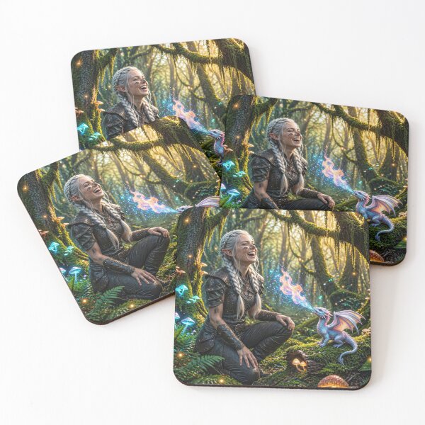 Item preview, Cute Baby Dragon & Elf Girl | Magical Forest Fantasy Art designed and sold by DrakariArt.