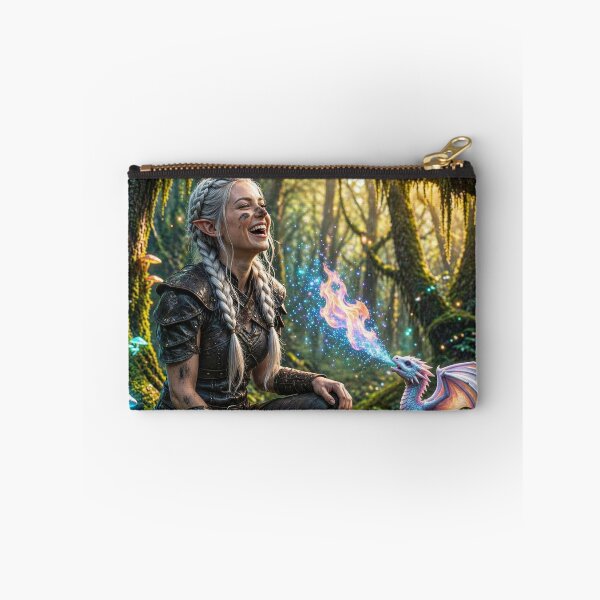 Item preview, Cute Baby Dragon & Elf Girl | Magical Forest Fantasy Art designed and sold by DrakariArt.