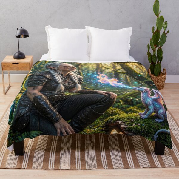 Item preview, Cute Baby Dragon & Elf Girl | Magical Forest Fantasy Art designed and sold by DrakariArt.
