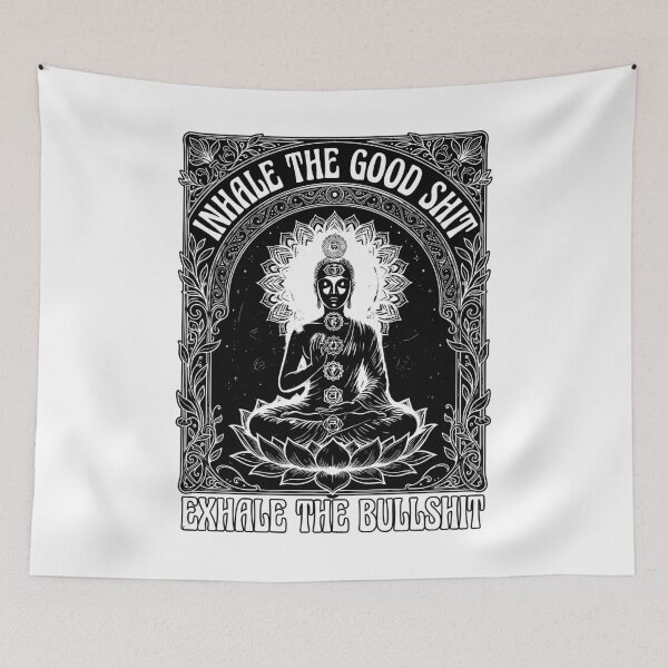 Item preview, Inhale The Good Exhale The Bad Funny Chakra Buddha Lotus Neon Yoga Boho designed and sold by graphixpolash.