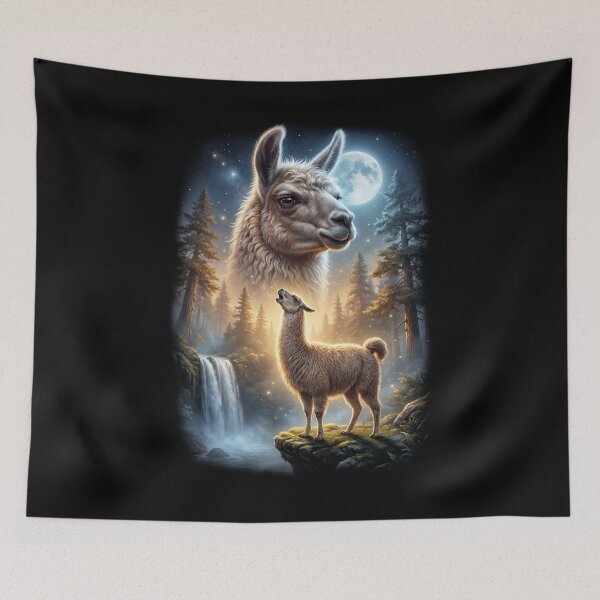 Item preview, Llama Howling Moon Art Animal Lover designed and sold by DoodleTortle.