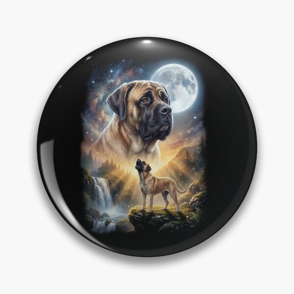 Aperçu de l'œuvre Mastiff Hurlant Lune Art Amoureux des chiens créée et vendue par DoodleTortle.