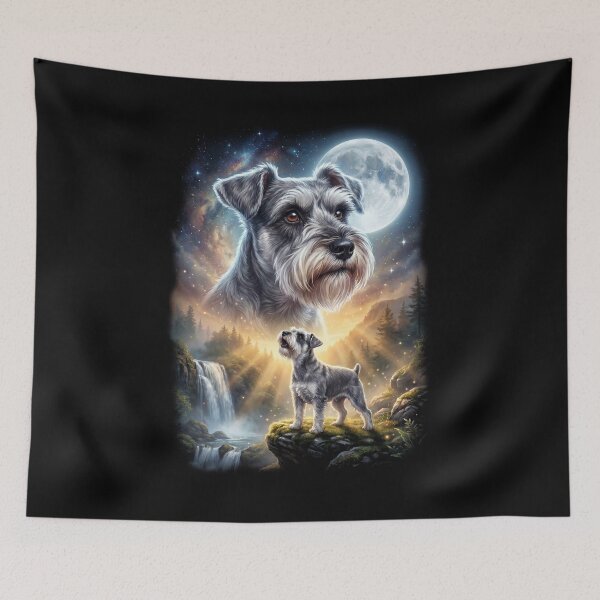 Item preview, Miniature Schnauzer Howling Moon Art Dog Lover designed and sold by DoodleTortle.