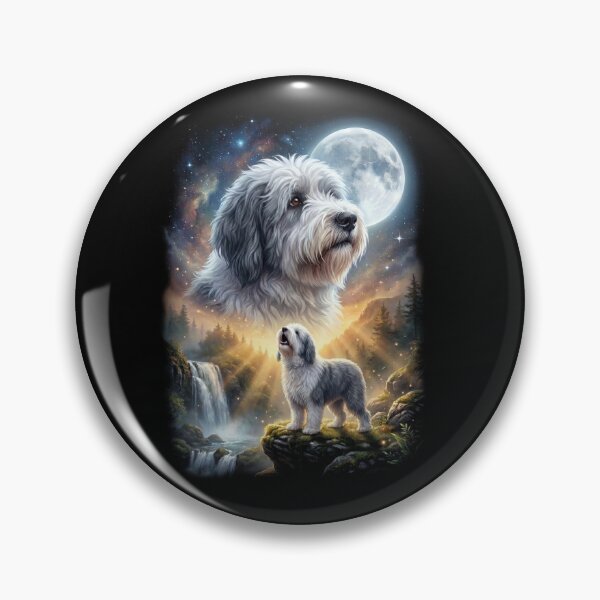 Item preview, Old English Sheepdog Howling Moon Art Dog Lover designed and sold by DoodleTortle.