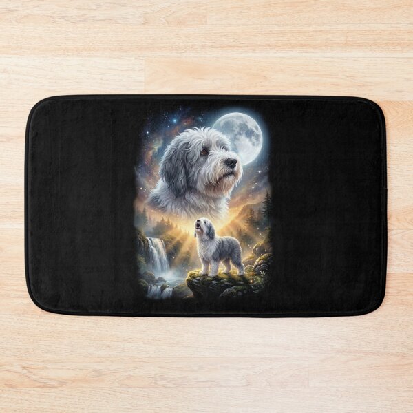 Item preview, Old English Sheepdog Howling Moon Art Dog Lover designed and sold by DoodleTortle.