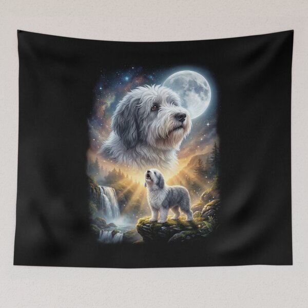 Item preview, Old English Sheepdog Howling Moon Art Dog Lover designed and sold by DoodleTortle.