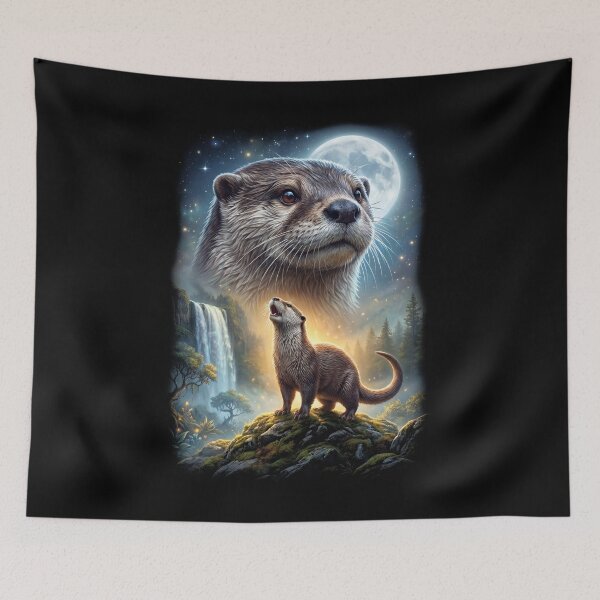Item preview, Otter Howling Moon Art Animal Lover designed and sold by DoodleTortle.