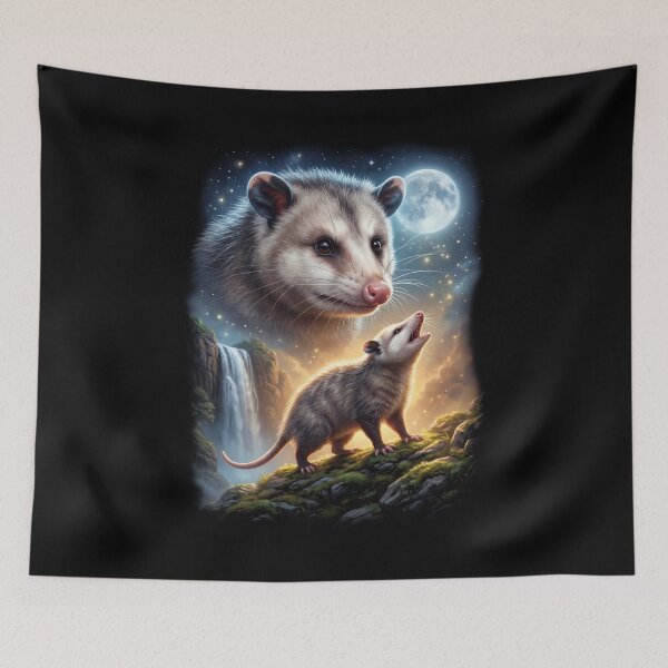 Item preview, Opossum Howling Moon Art Animal Lover designed and sold by DoodleTortle.