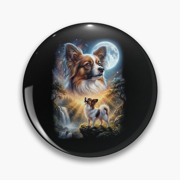 Item preview, Papillon Howling Moon Art Dog Lover designed and sold by DoodleTortle.
