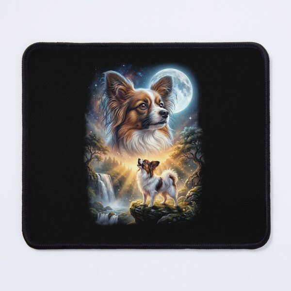 Item preview, Papillon Howling Moon Art Dog Lover designed and sold by DoodleTortle.