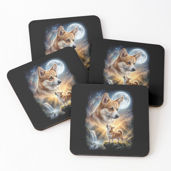 Artikelvorschau, Pembroke Welsh Corgi Howling Moon Art Dog Lover entworfen und verkauft von DoodleTortle.