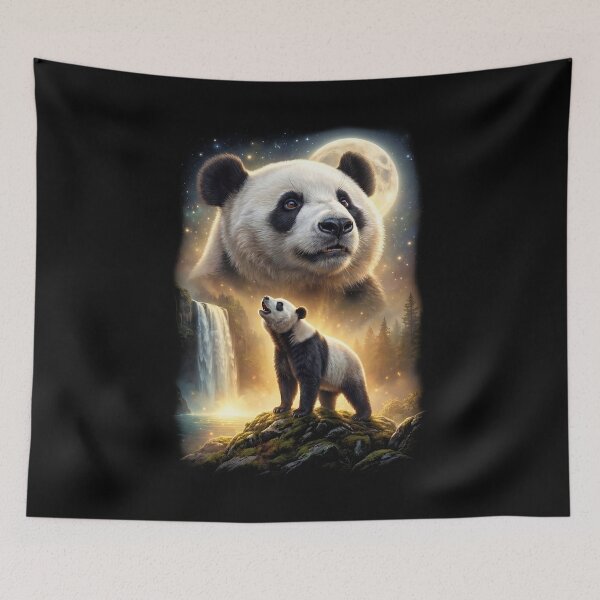 Item preview, Panda Howling Moon Art Animal Lover designed and sold by DoodleTortle.