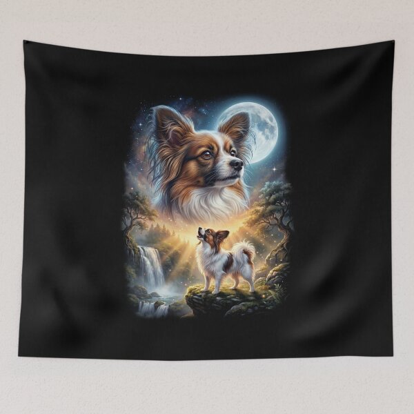 Aperçu de l'œuvre Papillon Howling Moon Art Amoureux des chiens créée et vendue par DoodleTortle.