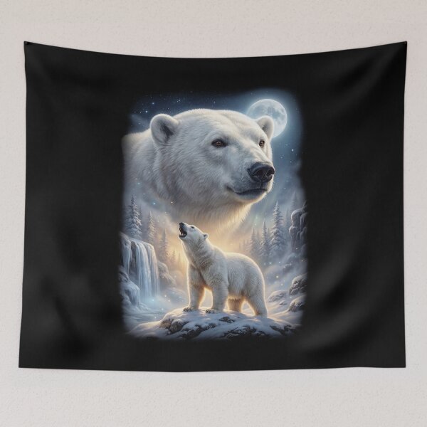 Item preview, Polar Bear Howling Moon Art Animal Lover designed and sold by DoodleTortle.