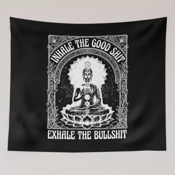 Item preview,  Inhale The Good Exhale The Bad Funny Chakra Buddha Lotus Neon designed and sold by graphixpolash.