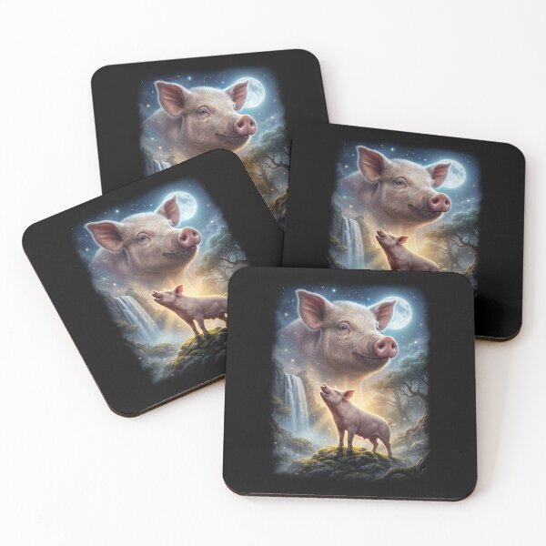 Item preview, Pig Howling Moon Art Animal Lover designed and sold by DoodleTortle.