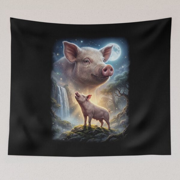 Item preview, Pig Howling Moon Art Animal Lover designed and sold by DoodleTortle.