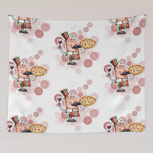 Item preview, Italian Man Holding Wine Glass and Pizza Funny Italy Design designed and sold by iamKRUK.