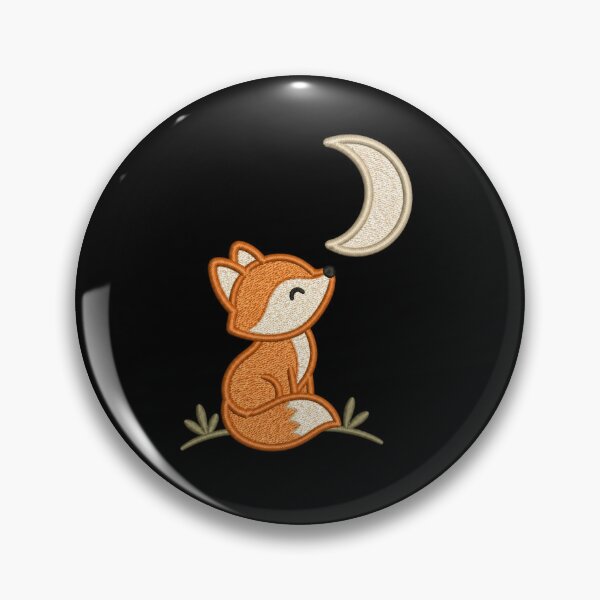 Item preview, Minimal Fox Under Crescent Moon | Cute Embroidery Style Design designed and sold by ColorSplash123.