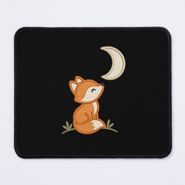 Item preview, Minimal Fox Under Crescent Moon | Cute Embroidery Style Design designed and sold by ColorSplash123.