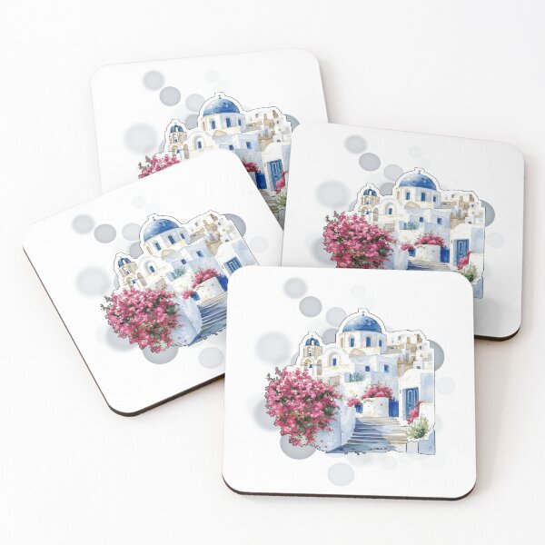 Item preview, Santorini White Building with Flowers Greece Travel Design designed and sold by iamKRUK.