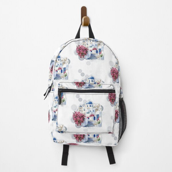 Item preview, Santorini White Building with Flowers Greece Travel Design designed and sold by iamKRUK.
