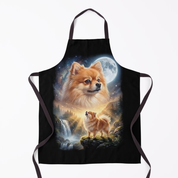 Artikelvorschau, Pomeranian Howling Moon Art Dog Lover entworfen und verkauft von DoodleTortle.