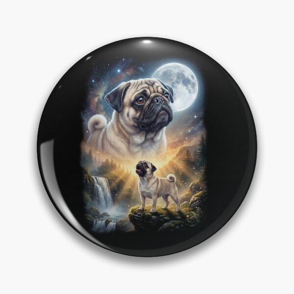 Item preview, Pug Howling Moon Art Dog Lover designed and sold by DoodleTortle.