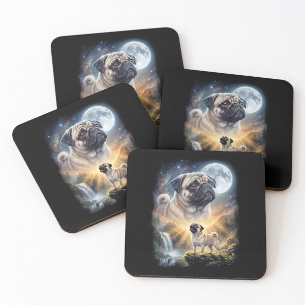 Item preview, Pug Howling Moon Art Dog Lover designed and sold by DoodleTortle.