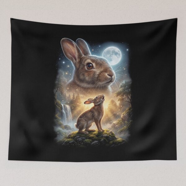 Item preview, Rabbit Howling Moon Art Animal Lover designed and sold by DoodleTortle.