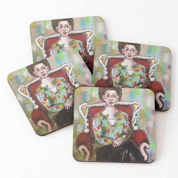 Item preview, Woman sitting on a red armchair designed and sold by soffya.