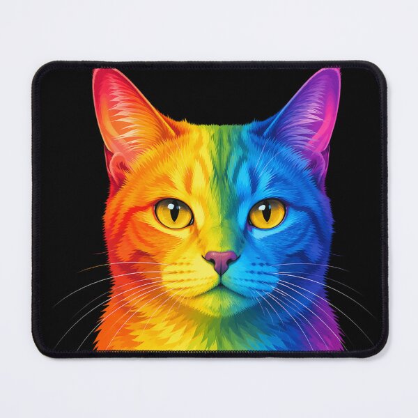 Item preview, Rainbow Neon Cat Portrait designed and sold by CozyAStudio.