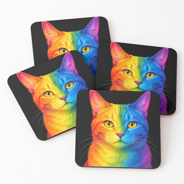 Item preview, Rainbow Neon Cat Portrait designed and sold by CozyAStudio.