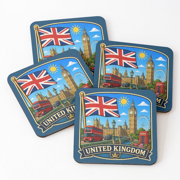 Item preview, United Kingdom - Flag and London Landmarks designed and sold by Myra365Art.