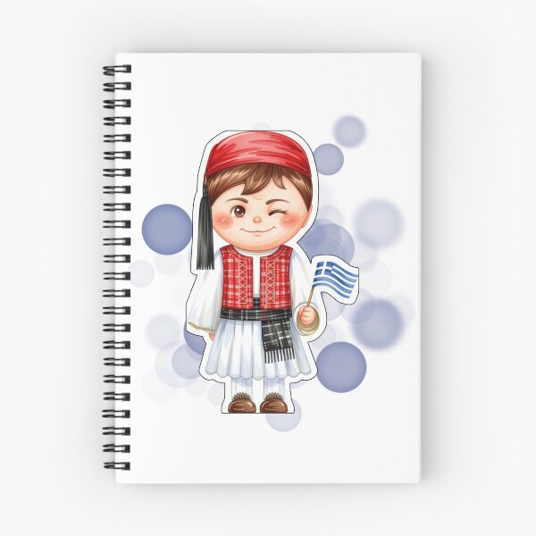 Item preview, Greek Boy in Traditional Clothing Holding Greece Flag Design designed and sold by iamKRUK.