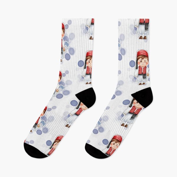 Item preview, Greek Boy in Traditional Clothing Holding Greece Flag Design designed and sold by iamKRUK.