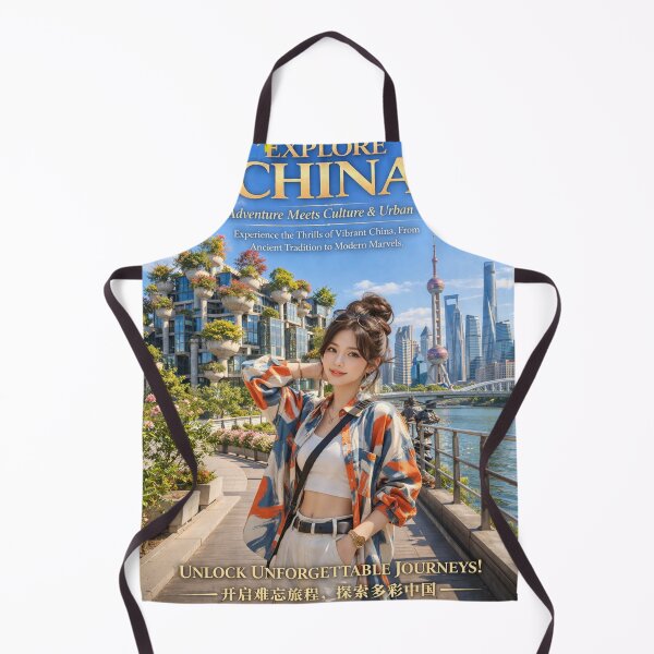 Item preview, Explore China Urban Luxury Travel Poster | Shanghai Skyline Modern Culture Wall Art designed and sold by Inkora-Art.